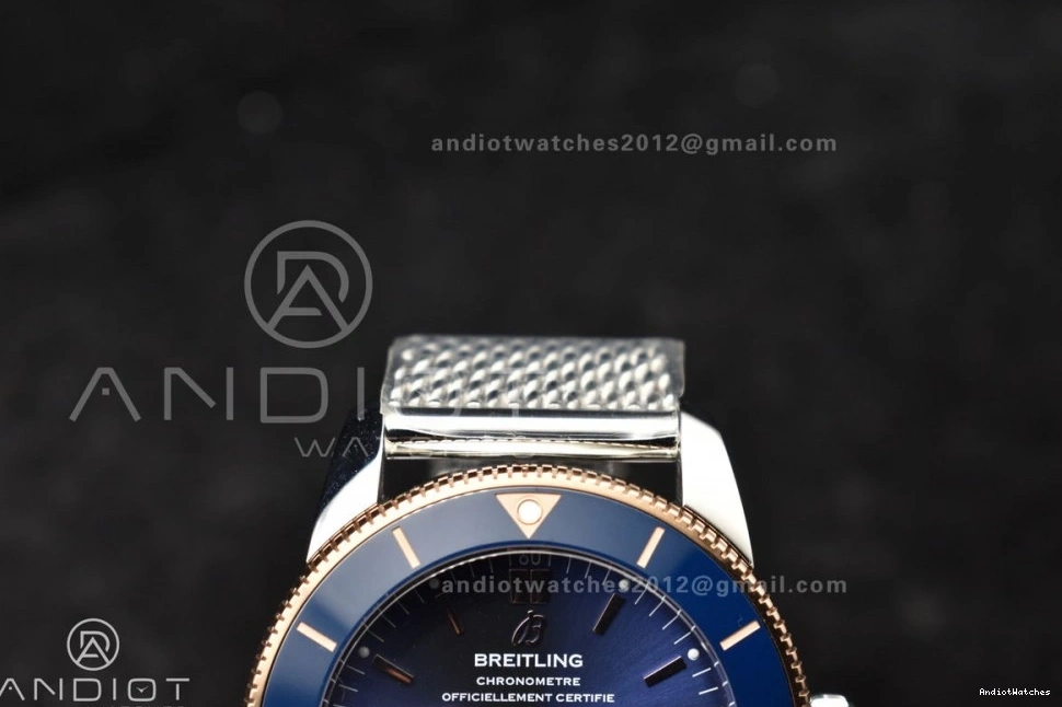 Bezel 1172 Dial Bracelet 42mm RG SS and on II WaterResistant Blue Ceramic BLSF Bezel Mesh Blue A SuperOcean Heritage 0510